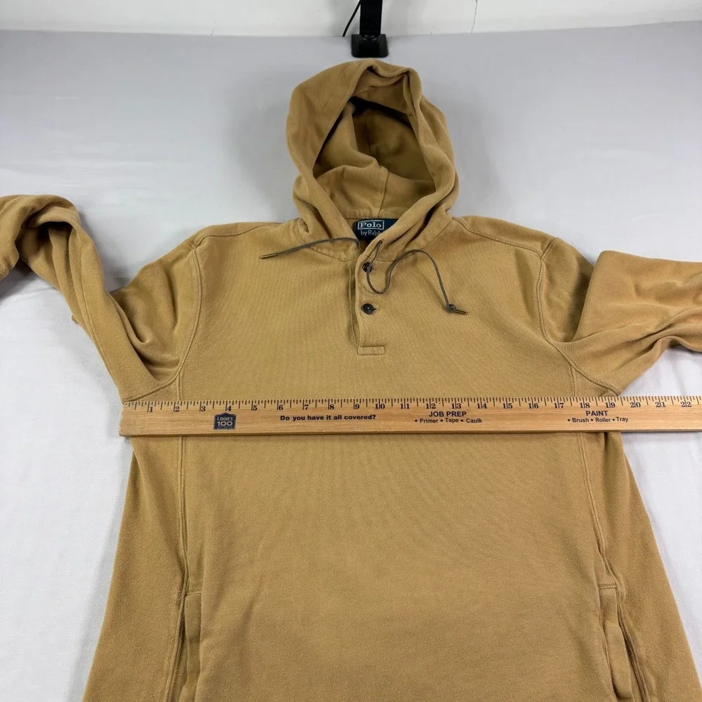 Polo Ralph Lauren Hoodie Mens‎ Small Brown Henley Pullover Sweatshirt